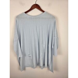 MER SEA Catalina‎ Oversized Distressed Knit Sweater Light Blue One Size